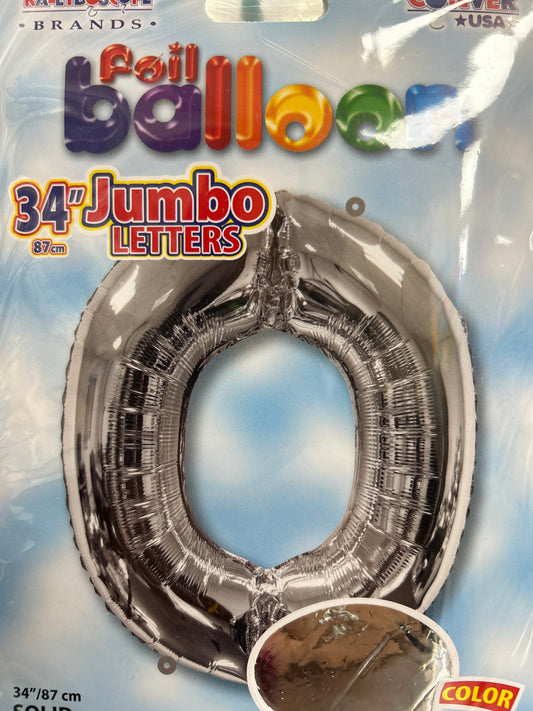 34” Silver Letter ‘O’ Balloon