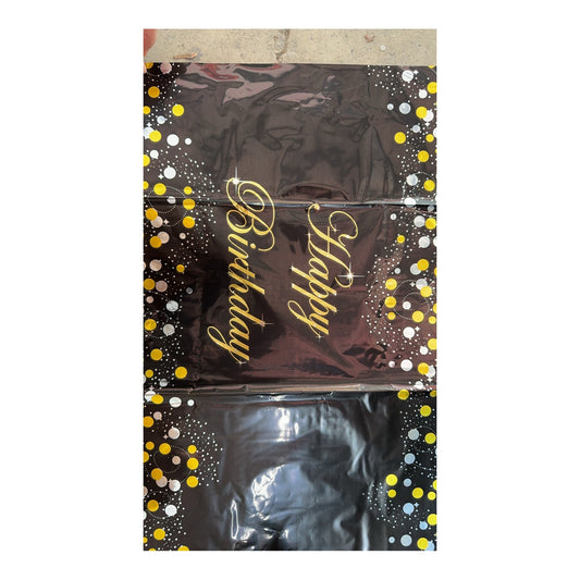 Table Cover Square Happy Birthday Black/Gold