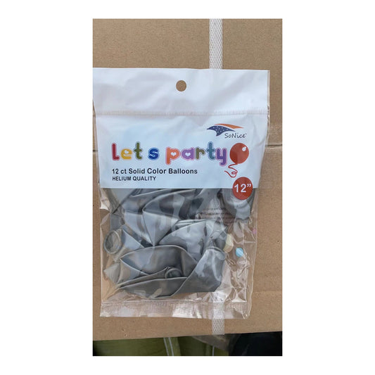 12"Balloons Silver 12 ct