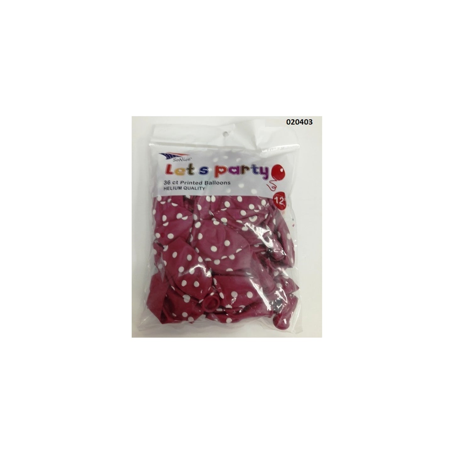(c) 12" Balloon Dotted Fushsia 36ct