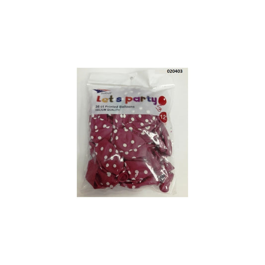 (c) 12" Balloon Dotted Fushsia 36ct
