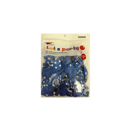 (c) 12" Balloon Dotted Royal Blue 36ct