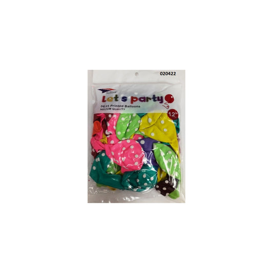 (c) 12" Balloon Dotted Mix 36ct