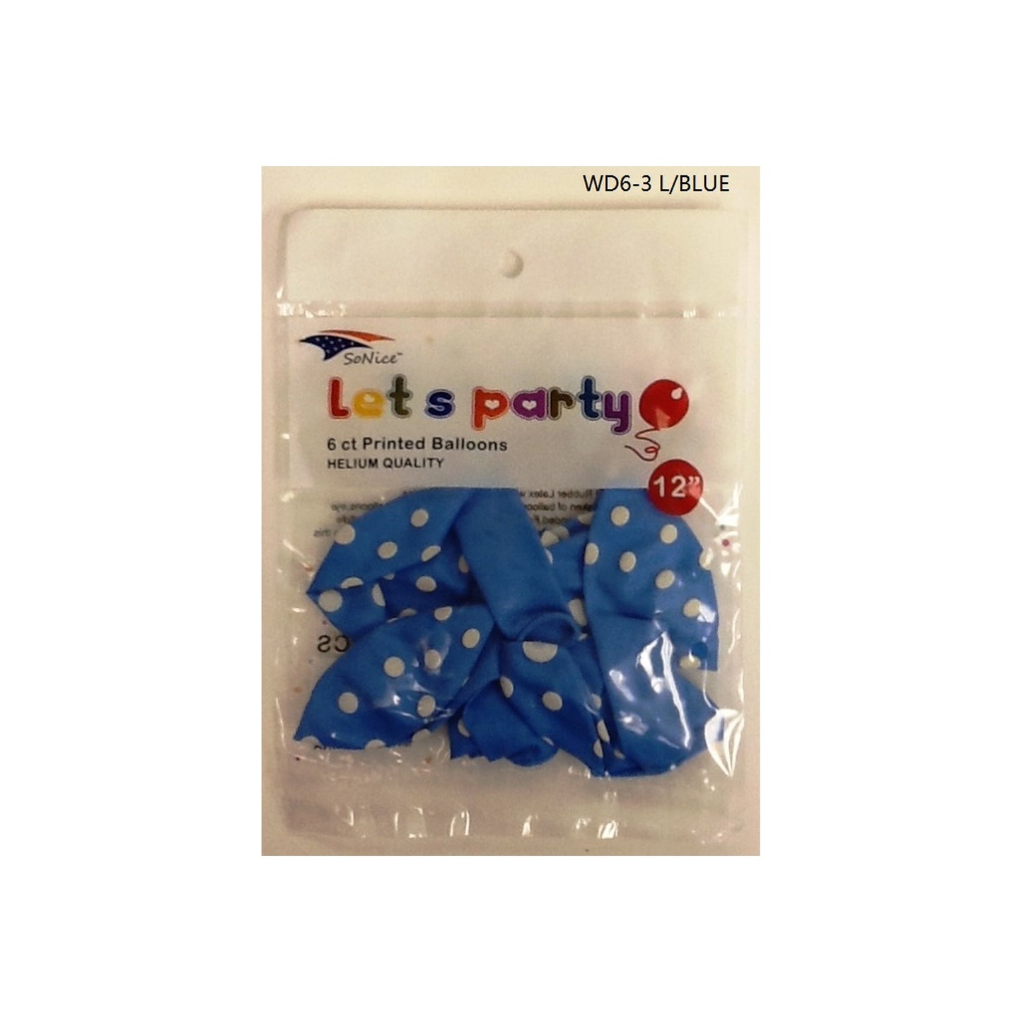 (c) Balloon Dotted Light Blue 6ct