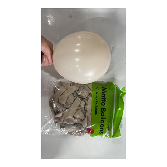 5" Balloon Matte Sand White 72 ct 96Bg/Cs