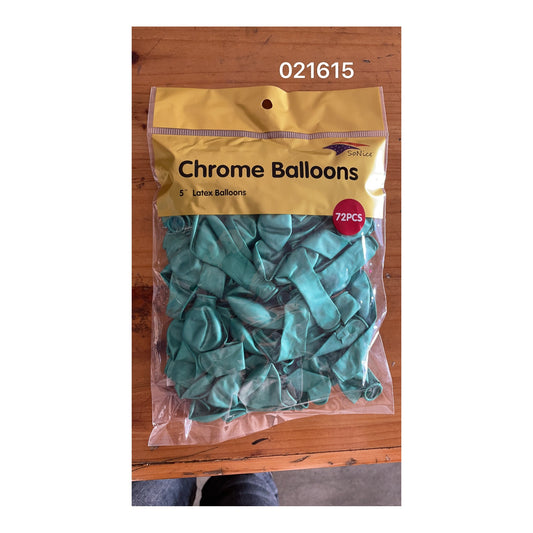 5" Chrome Balloon 72 ct Turquoise