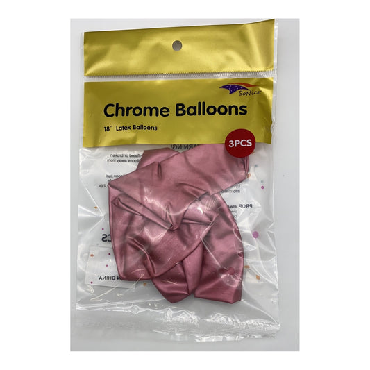 18" Chrome Balloon Red 3Pack