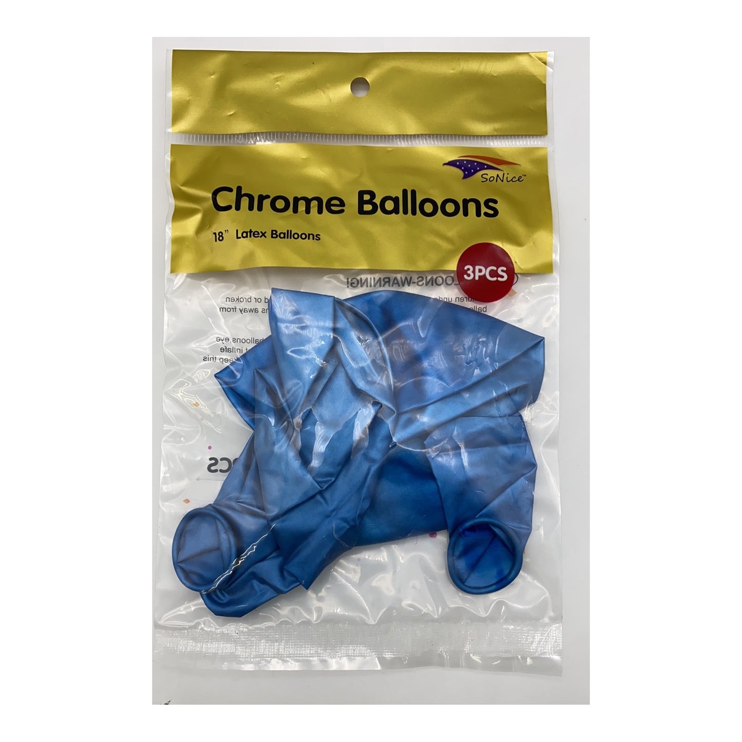 18" Chrome Balloon Blue 3Pack