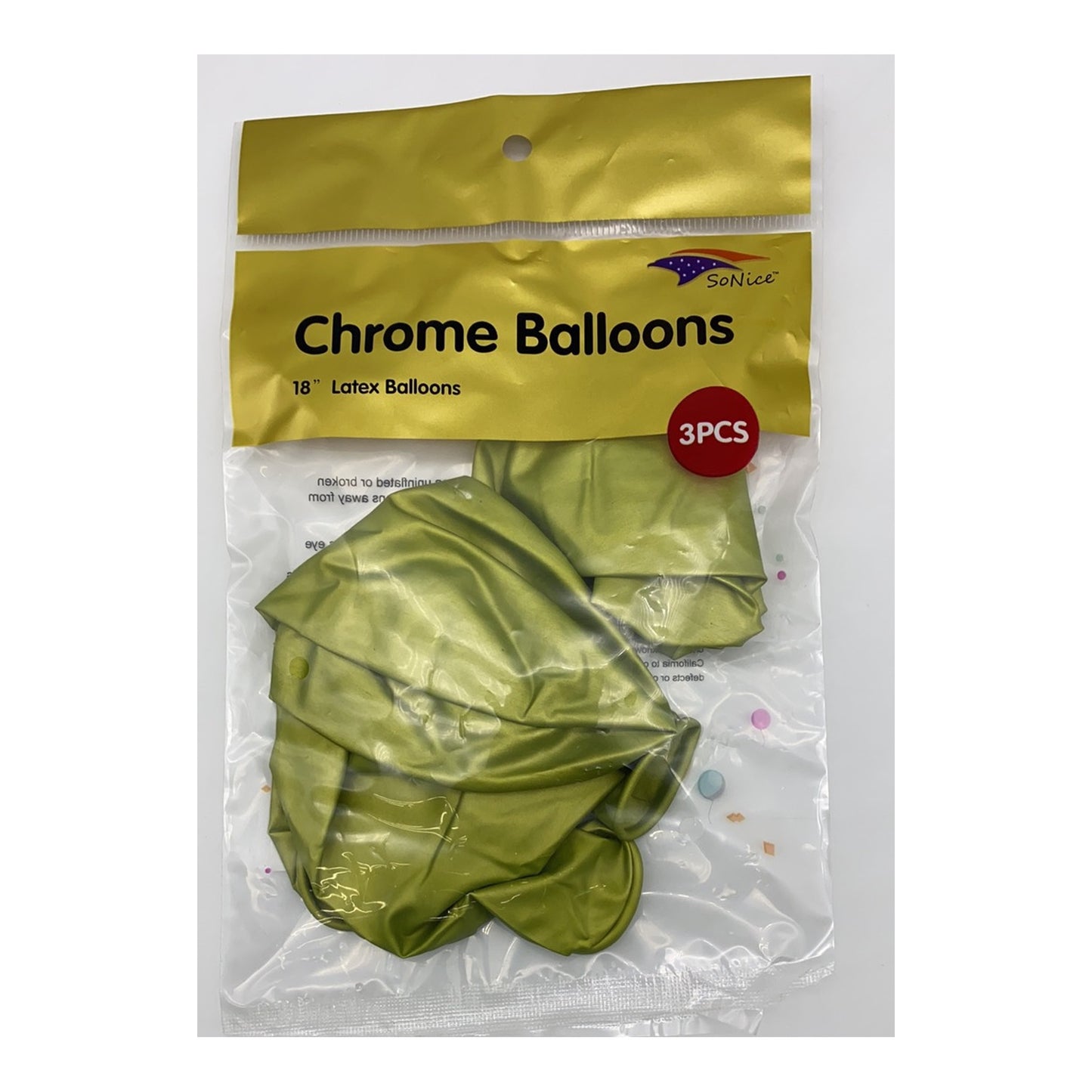 18" Chrome Balloon Green 3Pack