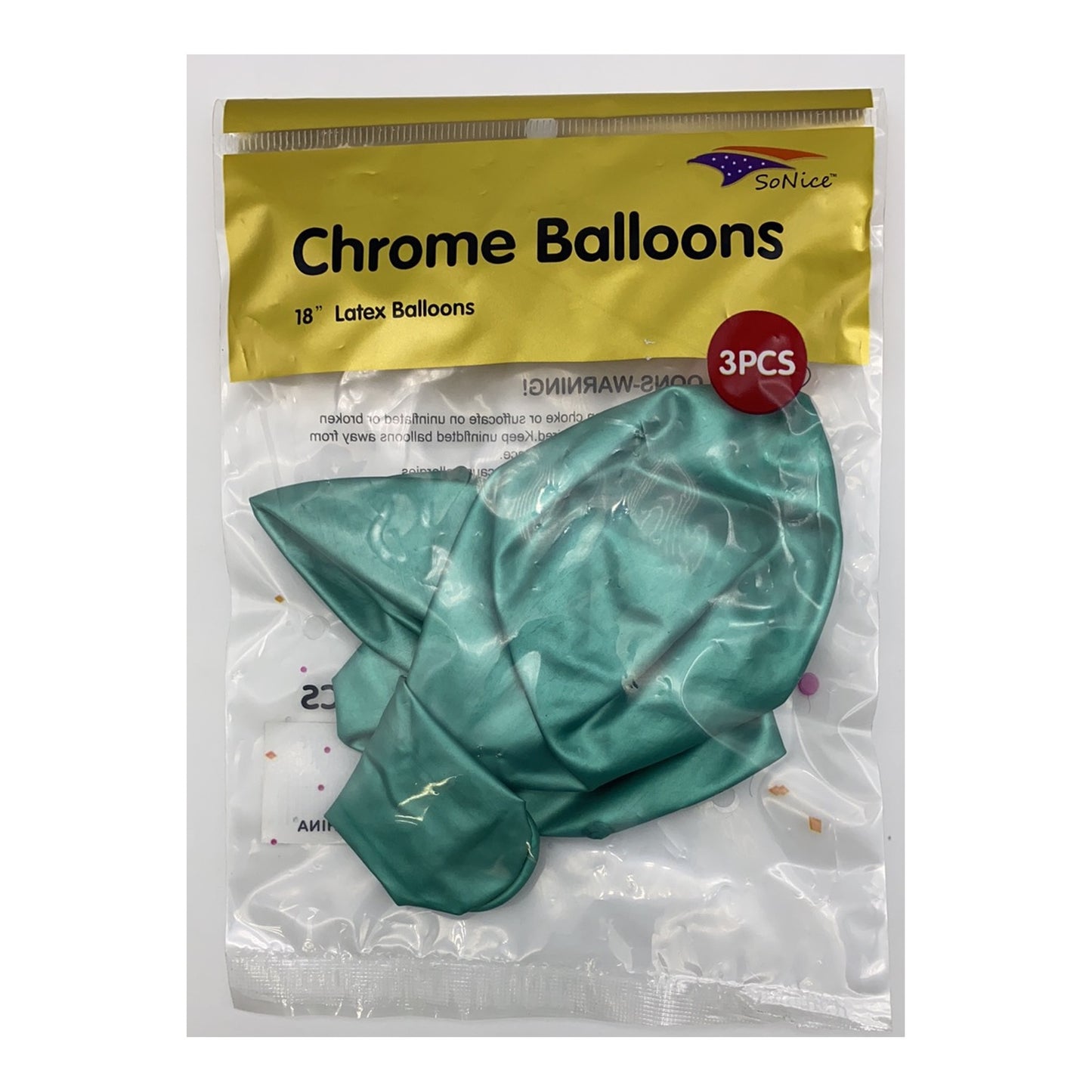 18" Chrome Balloon Turquoise 3Pack