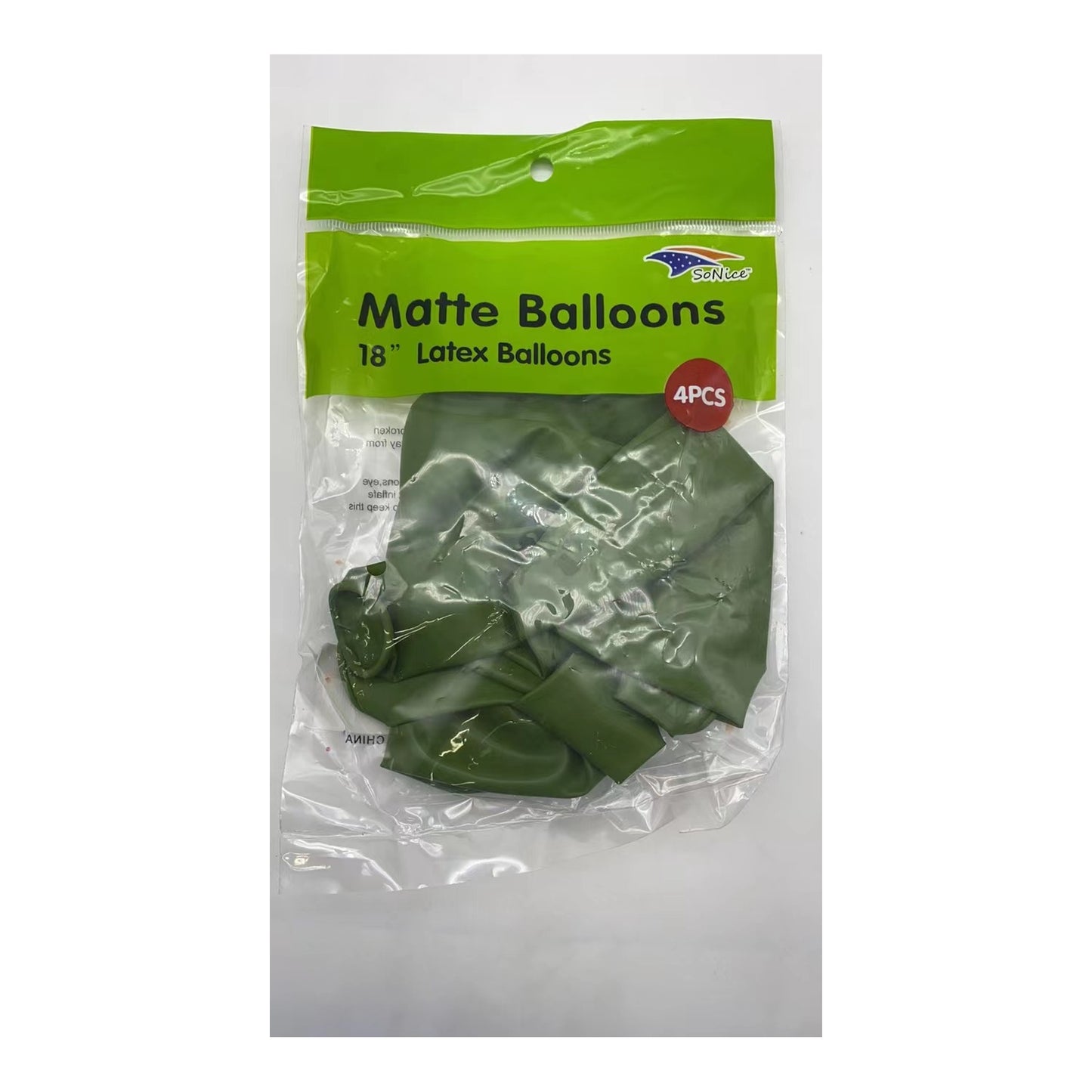18" Matte Balloon Olive 4 ct 120Bg/Cs