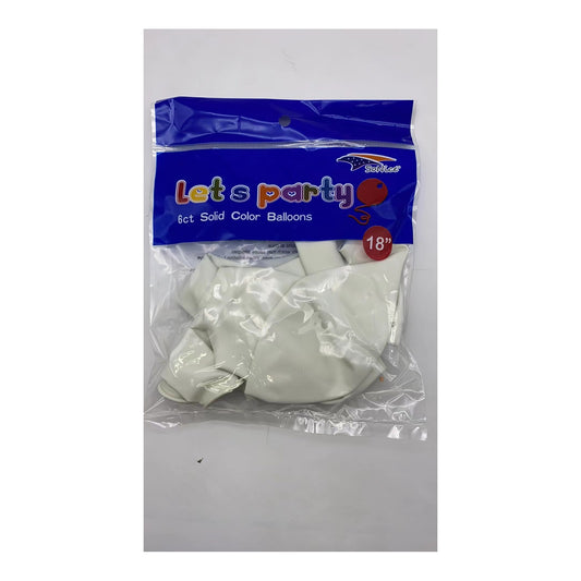 18"Balloon 6 ct White