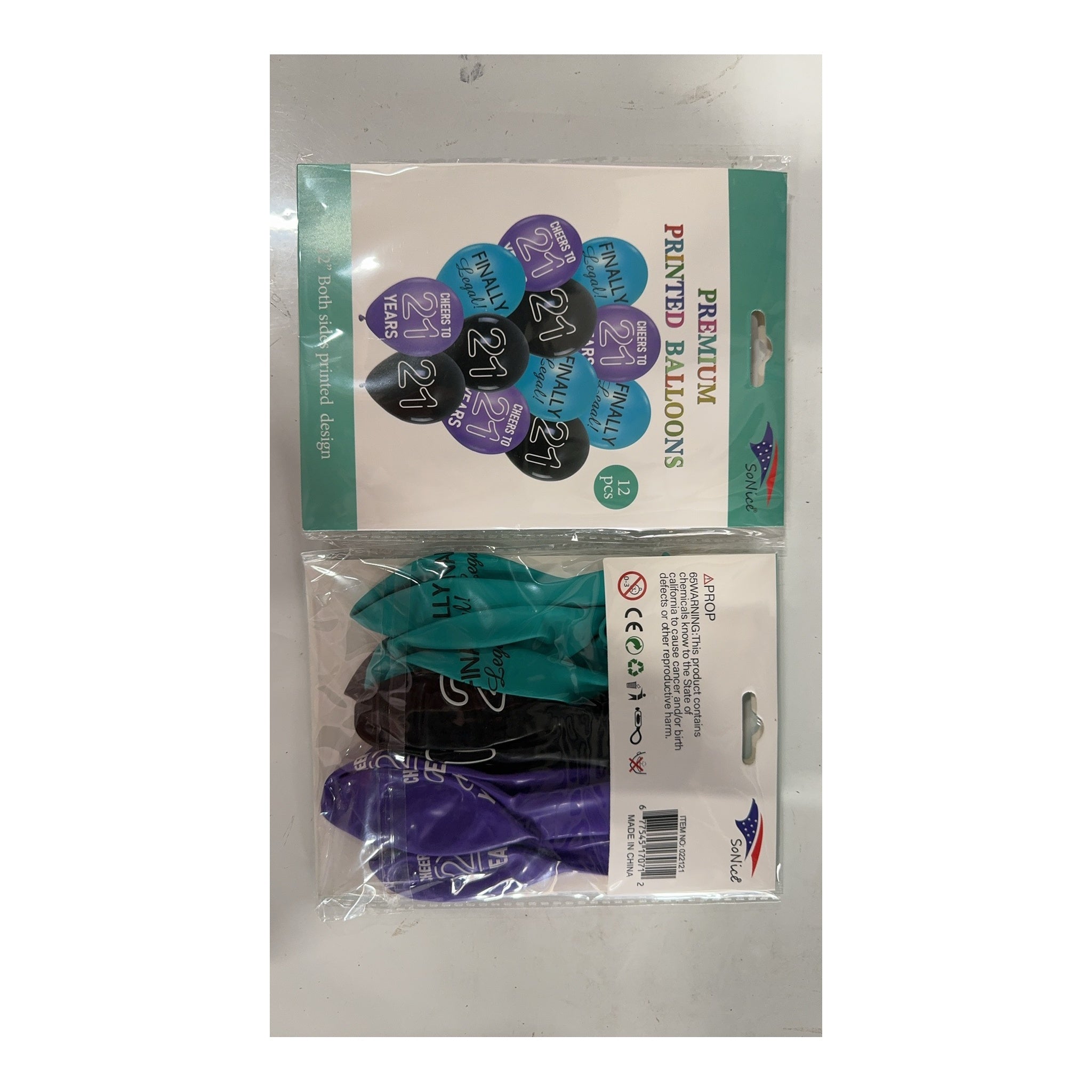 12"Prntd Balloon 21Th 12 ct