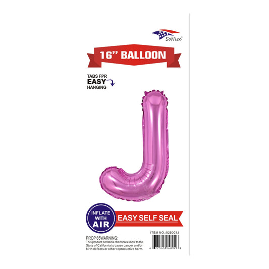 16" Foil Balloon Pink J.