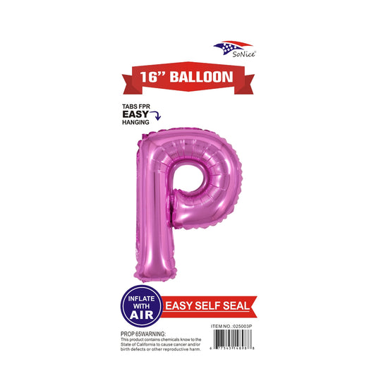 16" Foil Balloon Pink P .