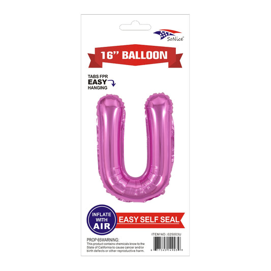 16" Foil Balloon Pink U .