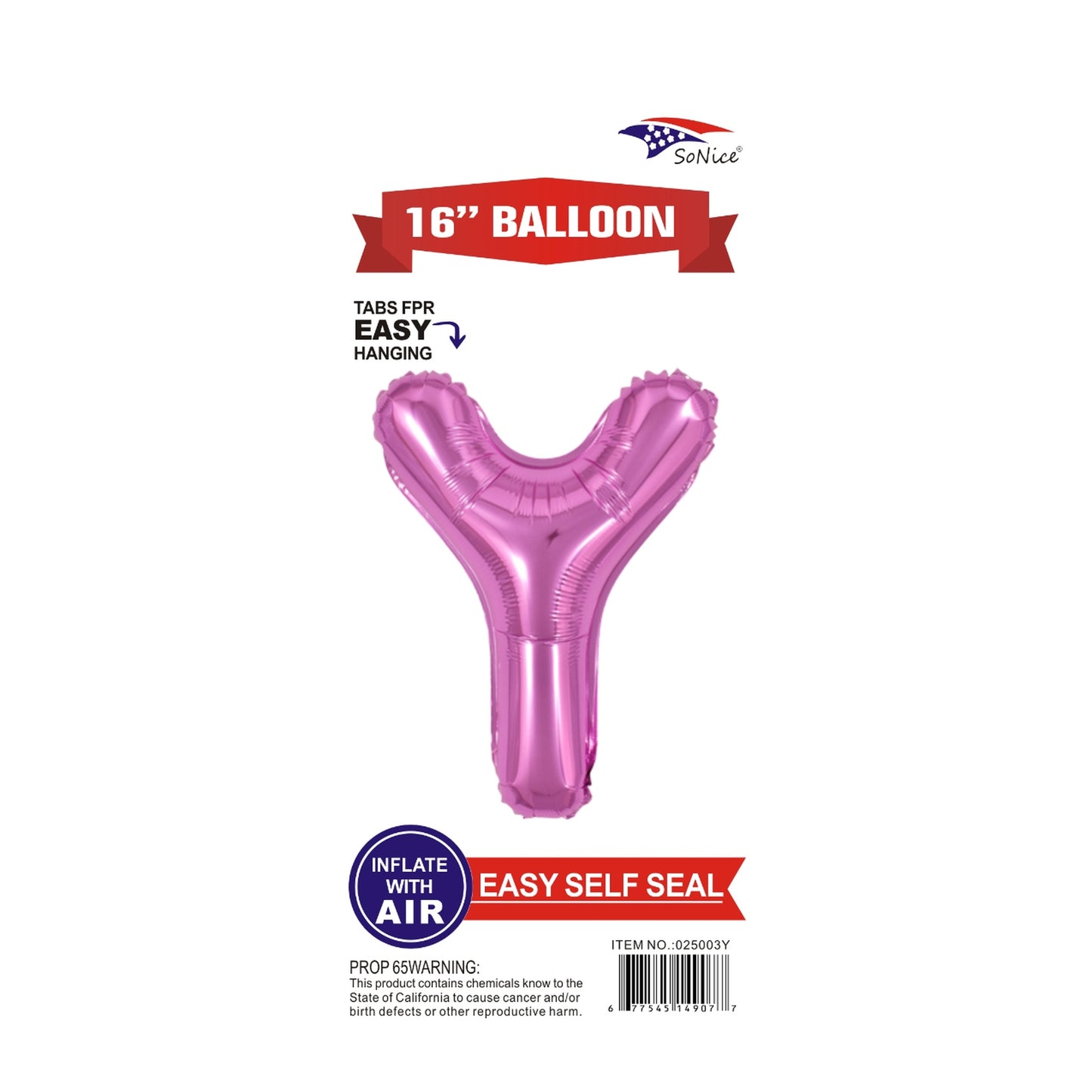 16" Foil Balloon Pink Y .