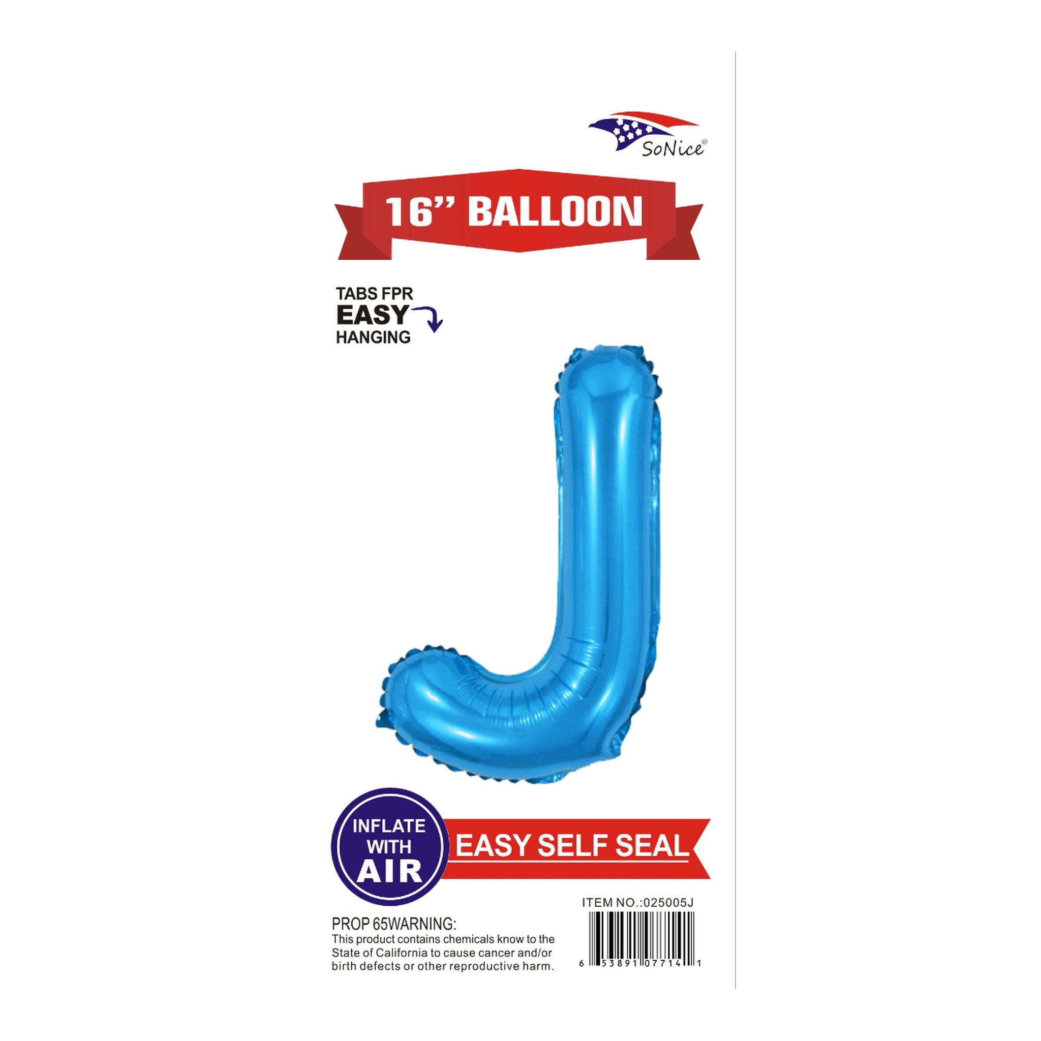 16" Foil Balloon Blue J .
