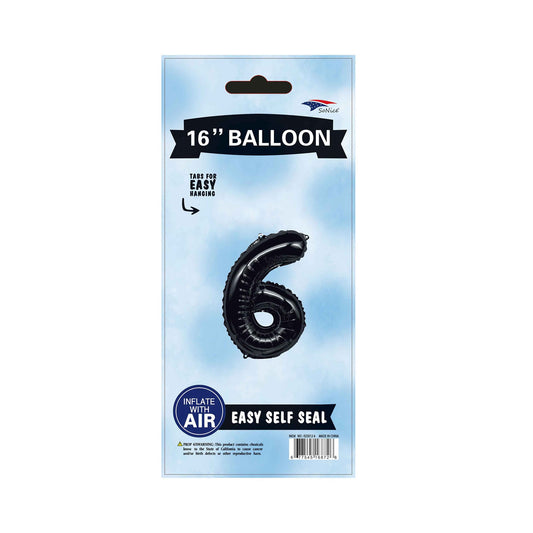 16"Foil Balloon Number 6 Black
