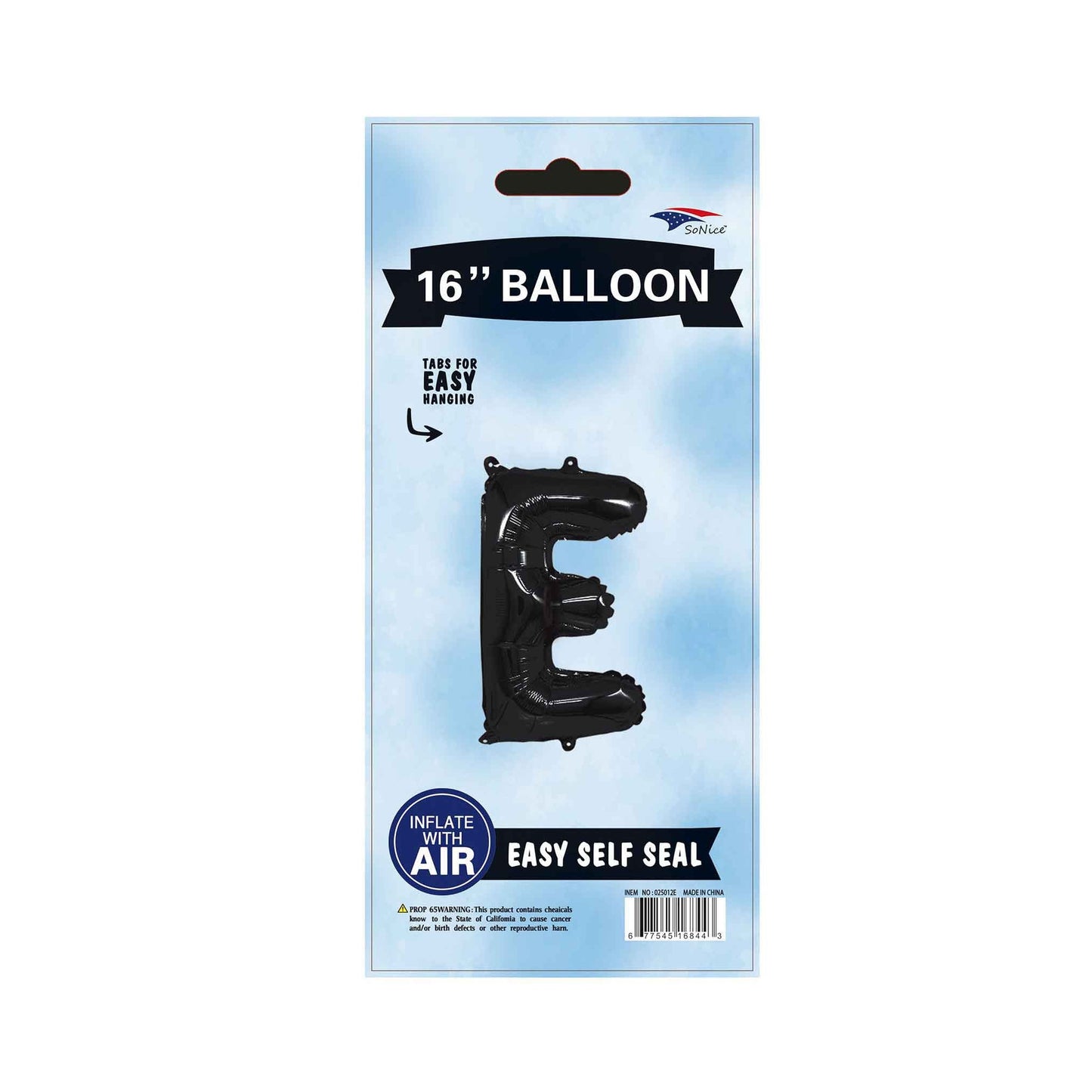 16"Foil Balloon Letter E Black