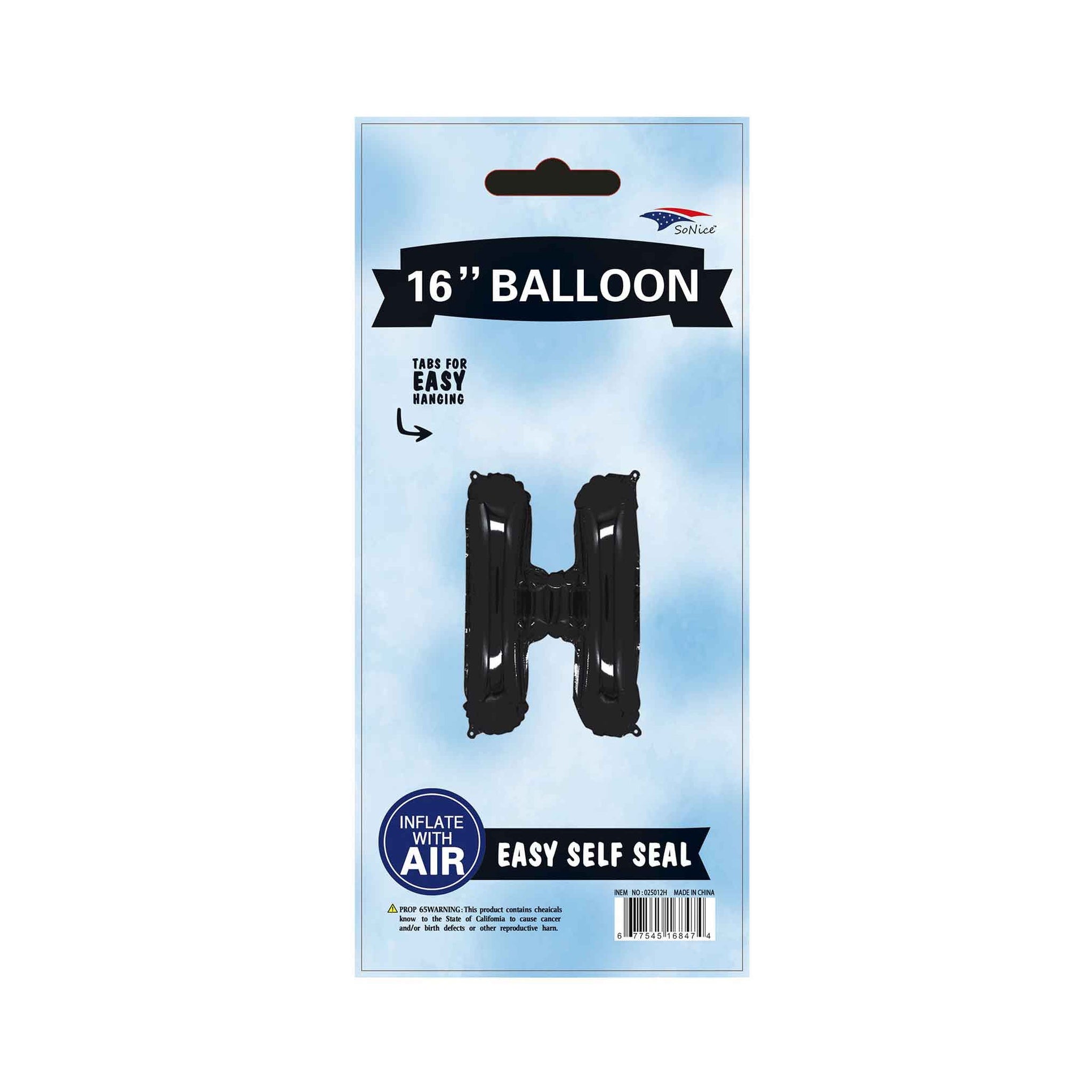 16"Foil Balloon Letter H Black