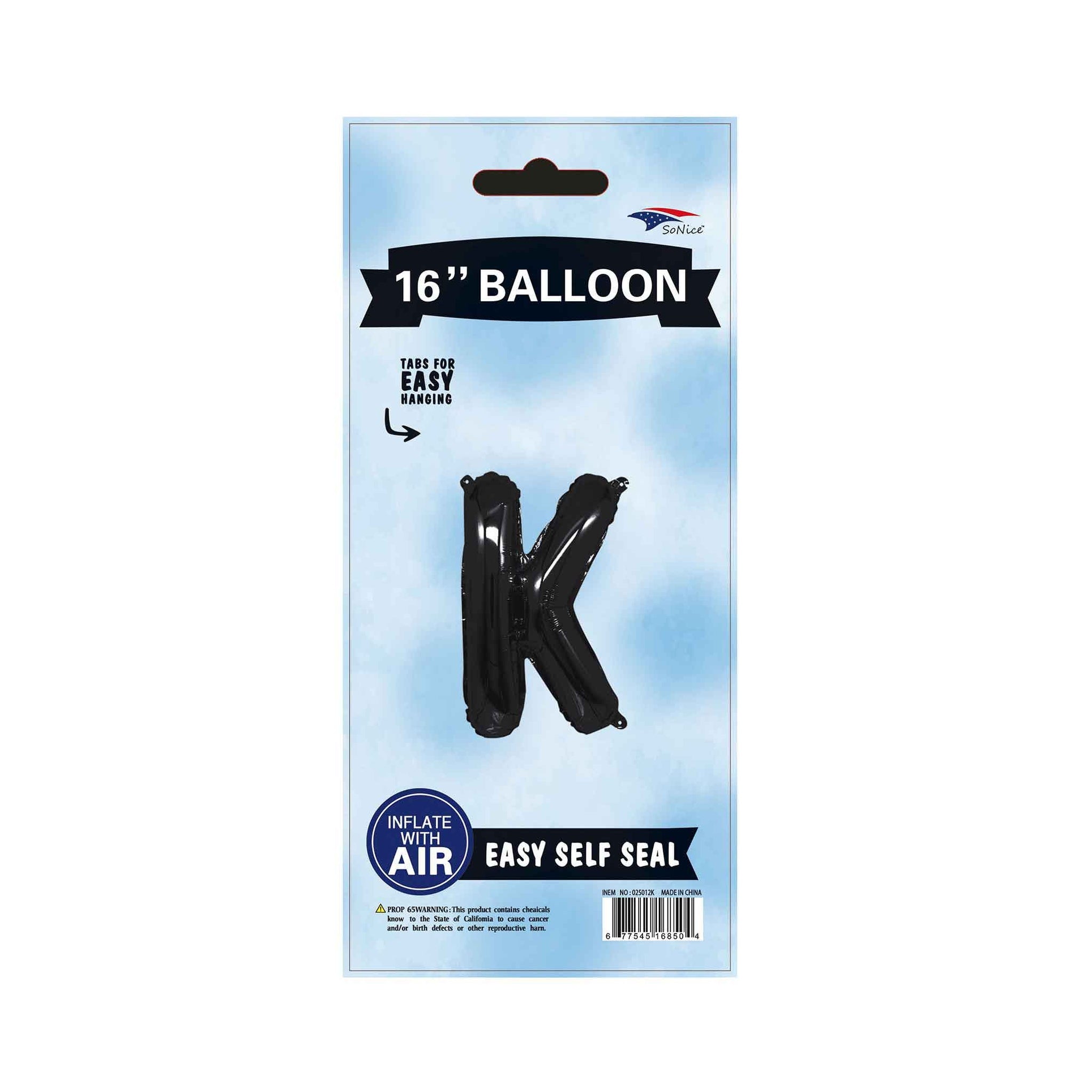 16"Foil Balloon Letter K Black