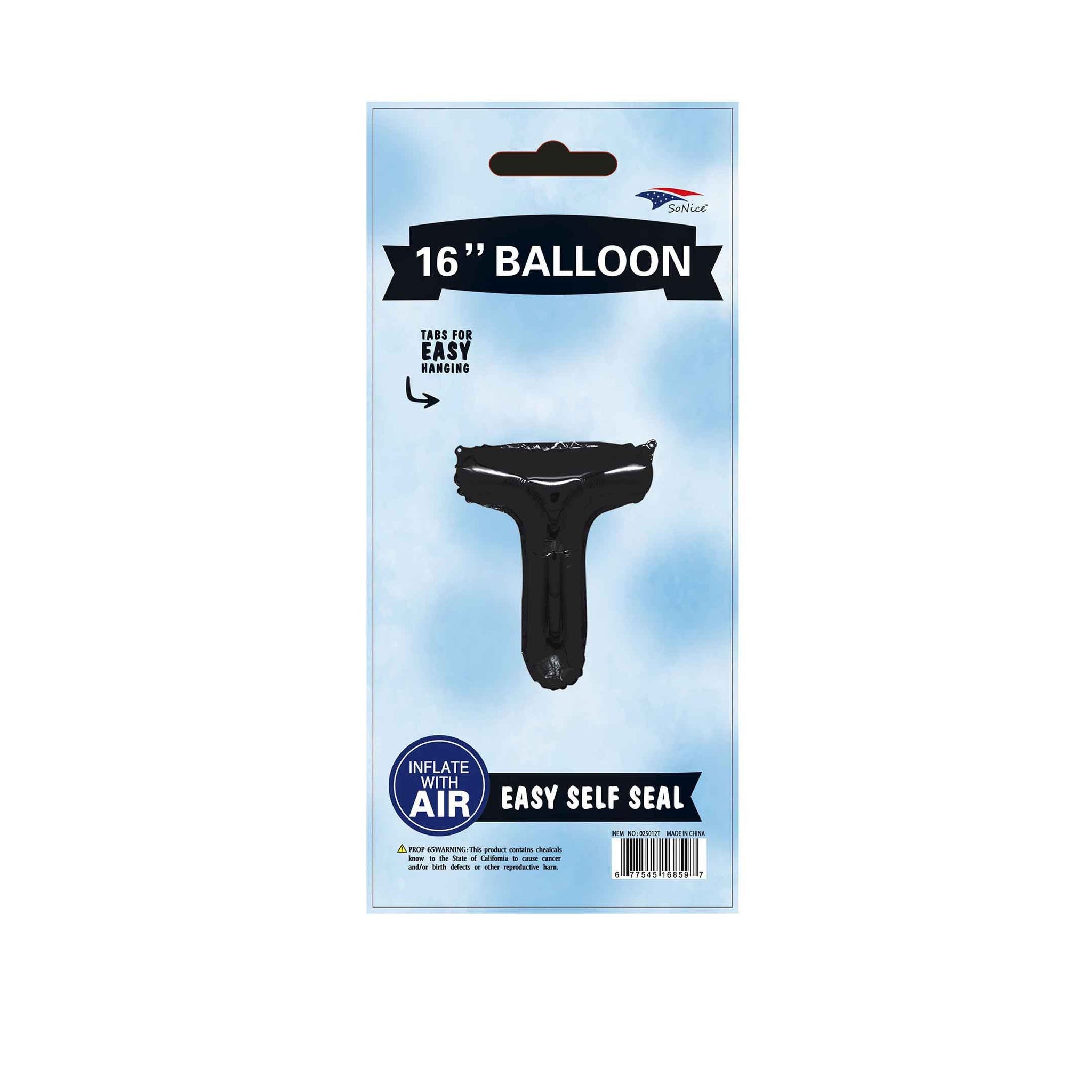 16"Foil Balloon Letter T Black
