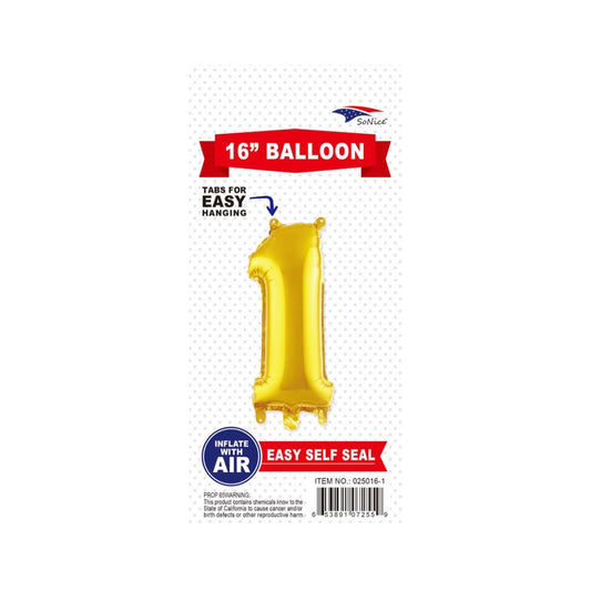 16"Foil Balloon Number 1 Gold