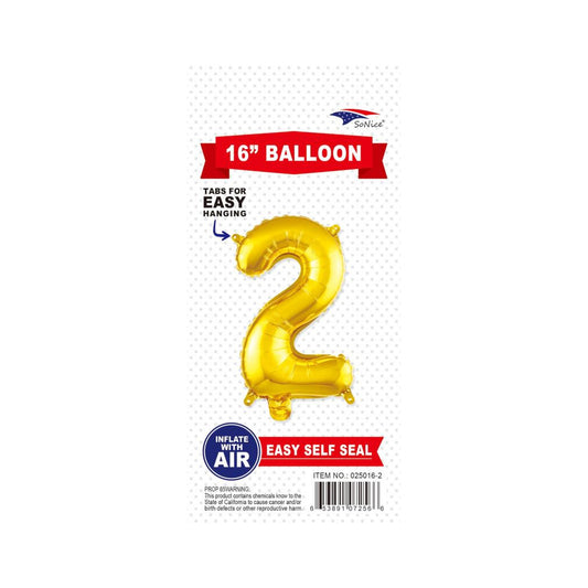 16"Foil Balloon Number 2 Gold