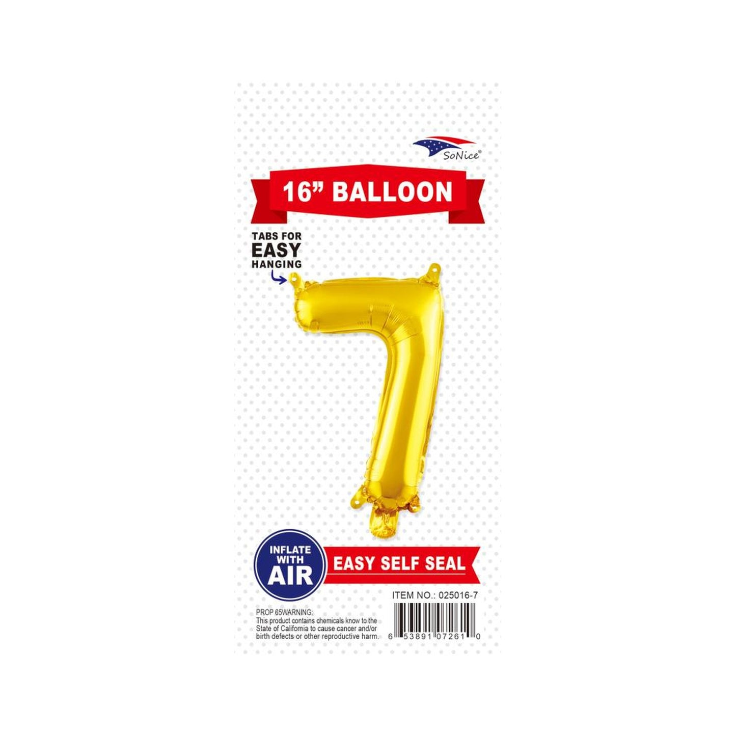 16"Foil Balloon Number 7 Gold