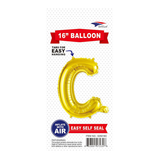 16"Foil Balloon Letter C Gold