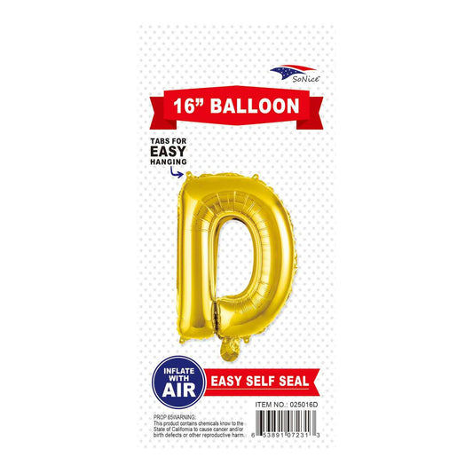 16"Foil Balloon Letter D Gold