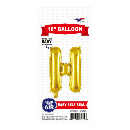 16"Foil Balloon Letter H Gold