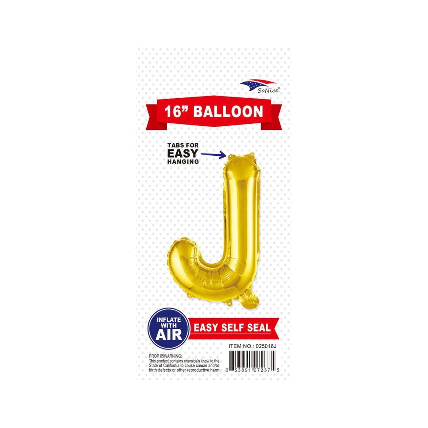 16"Foil Balloon Letter J Gold