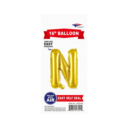 16"Foil Balloon Letter N Gold