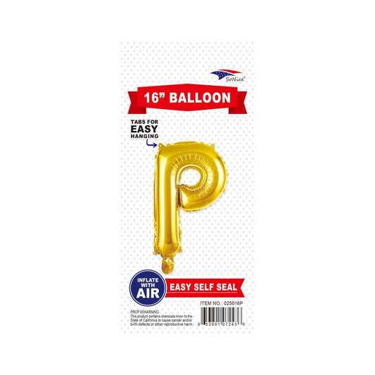 16"Foil Balloon Letter P Gold