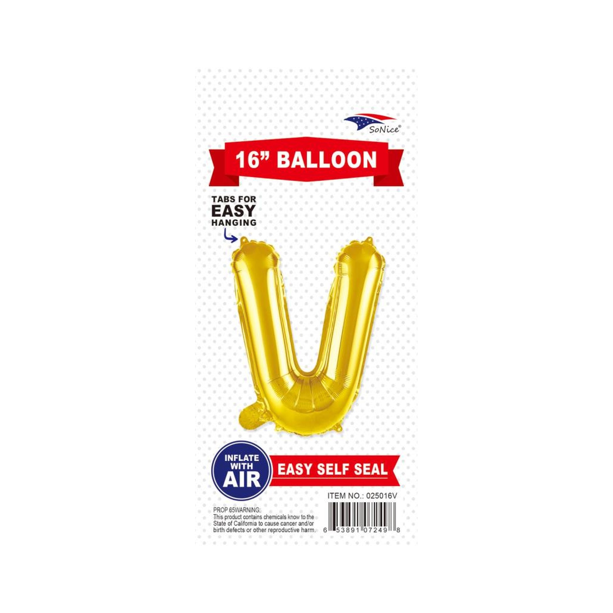 16"Foil Balloon Letter V Gold