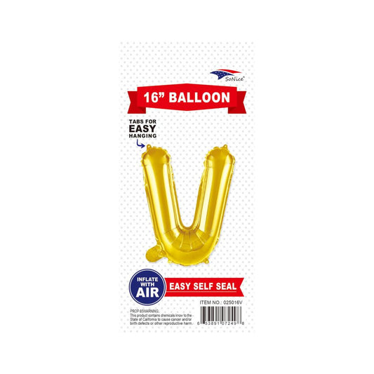 16"Foil Balloon Letter V Gold
