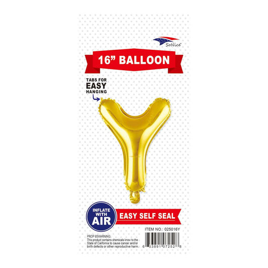 16"Foil Balloon Letter Y Gold