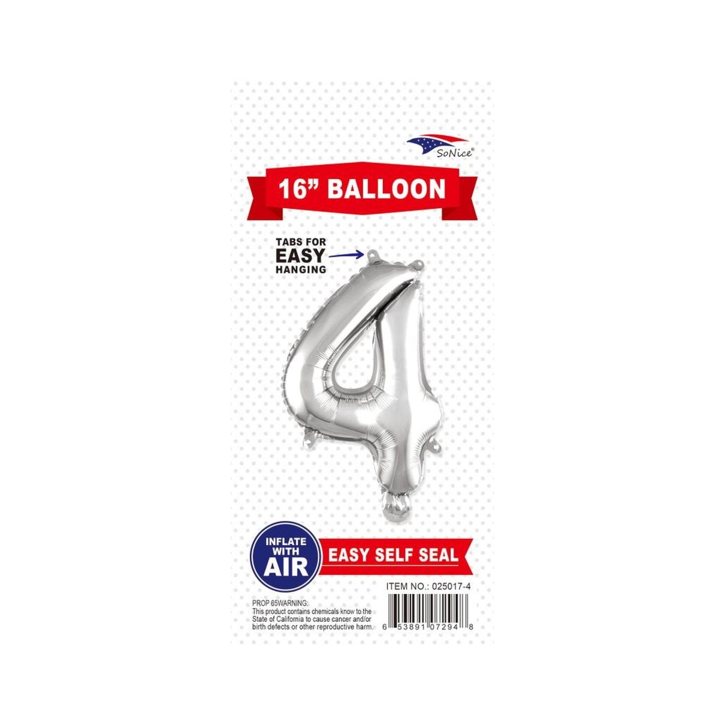 16" Balloon Number 4 Slvr