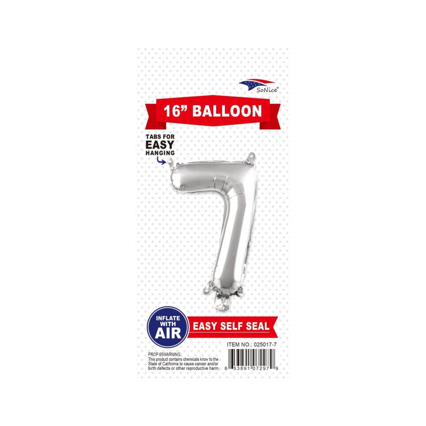 16" Balloon Number 7 Slvr
