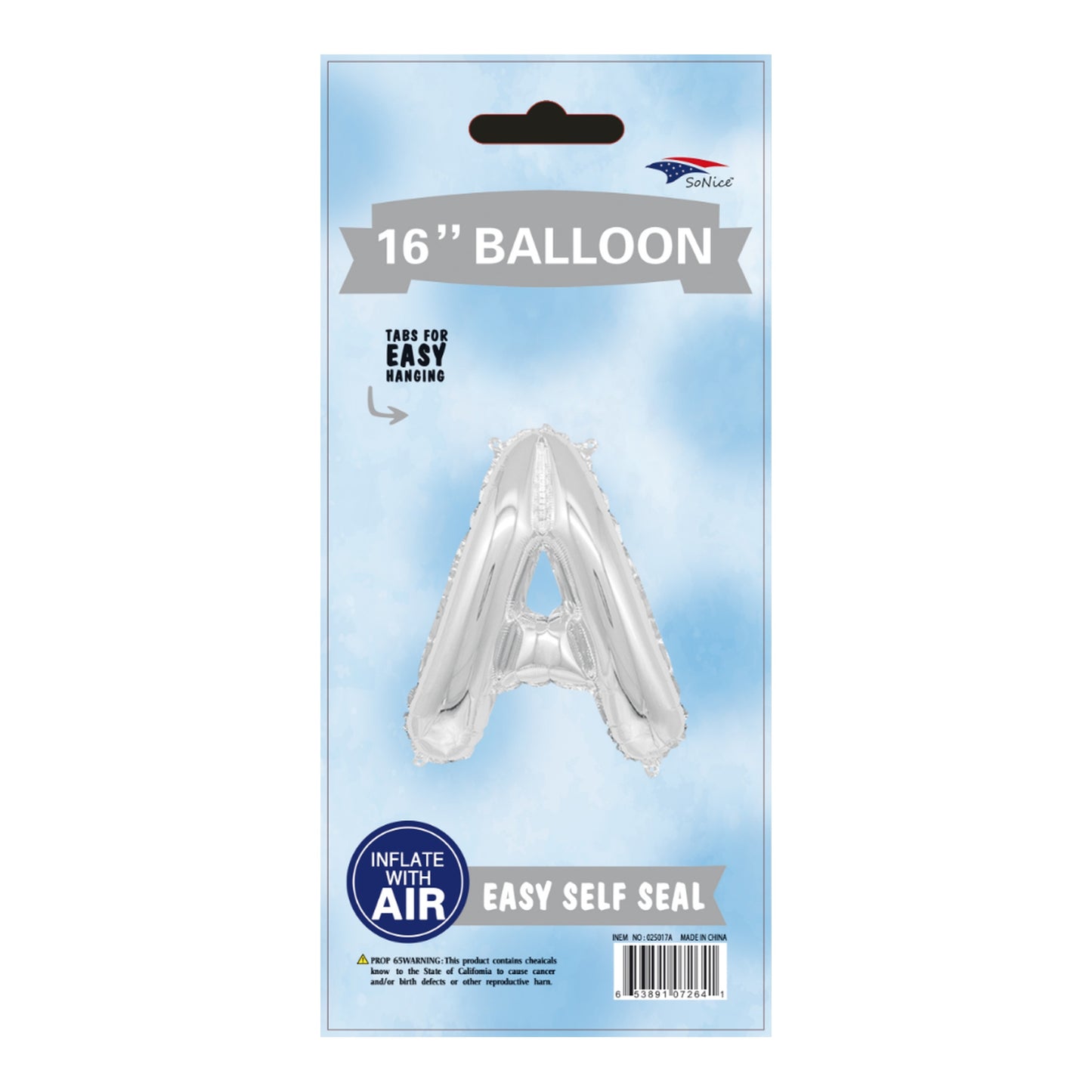 16" Balloon Letter A Slvr