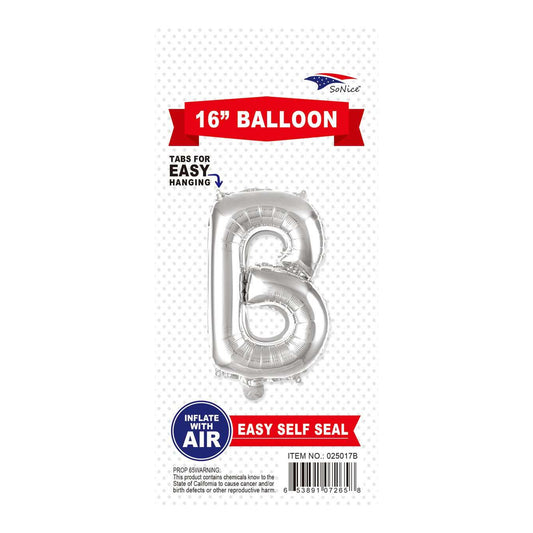 16" Balloon Letter B Slvr