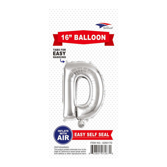 16" Balloon Letter D Slvr
