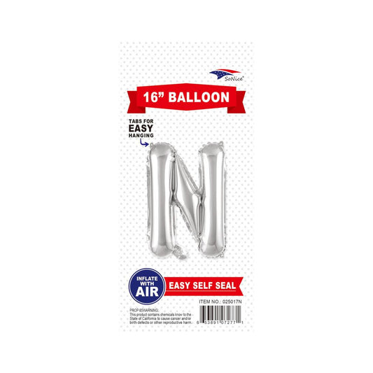 16" Balloon Letter N Slvr