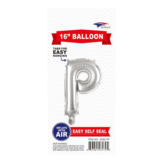 16" Balloon Letter P Slvr