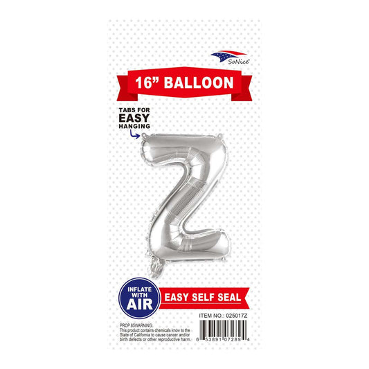 16" Balloon Letter Z Slvr