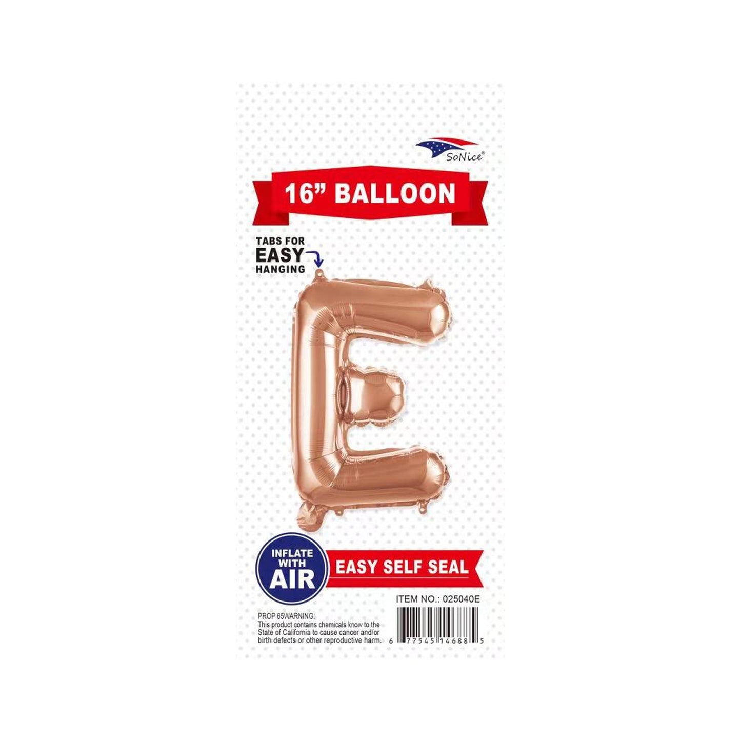 16"Foil Balloon E Rose Gold