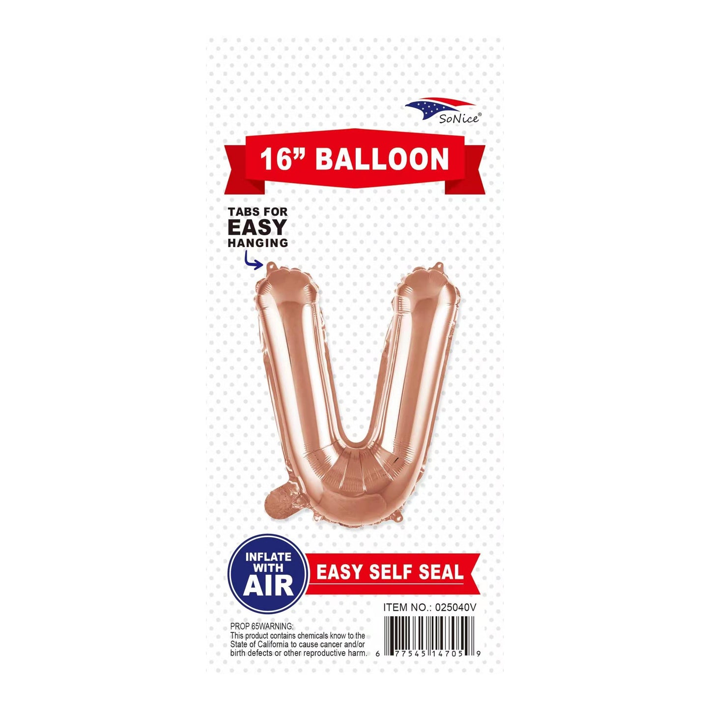 16"Foil Balloon V Rose Gold