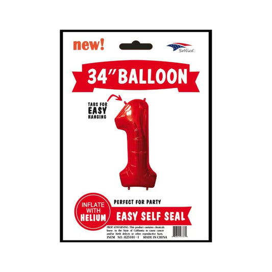 34" Balloon Number 1 Red